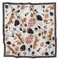 STRAWBERRIES AND FOXES - SILK - QUADRATISCHER SEIDENSCHAL MITTELGROSS