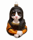 Meowna Lisa- Tuxedo Cat Mona Lisa Glass Weihnachtskugel