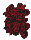 Anatomical Heart and Key Embroidered Iron On Patch