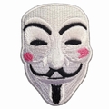 V For Vendetta Anonymous Iron-On Patch White